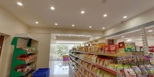 Bright aisle with natural light — Dharti Namkeen & Sweets